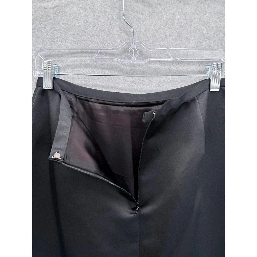 Kay Unger New York Skirt Womens 8 Black Satin Ruffle Hem Formal Evening Maxi